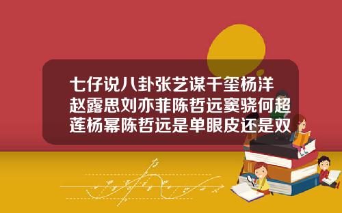 七仔说八卦张艺谋千玺杨洋赵露思刘亦菲陈哲远窦骁何超莲杨幂陈哲远是单眼皮还是双眼皮