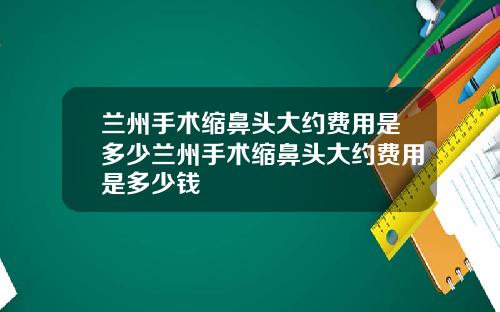 兰州手术缩鼻头大约费用是多少兰州手术缩鼻头大约费用是多少钱