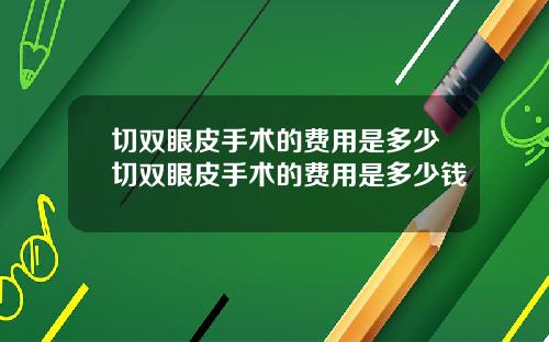 切双眼皮手术的费用是多少切双眼皮手术的费用是多少钱