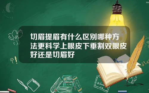 切眉提眉有什么区别哪种方法更科学上眼皮下垂割双眼皮好还是切眉好