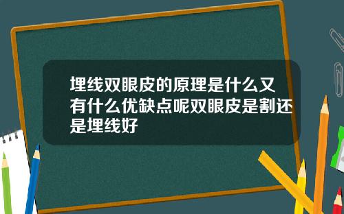 埋线双眼皮的原理是什么又有什么优缺点呢双眼皮是割还是埋线好