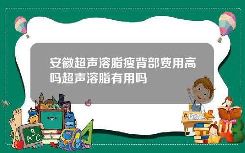 安徽超声溶脂瘦背部费用高吗超声溶脂有用吗