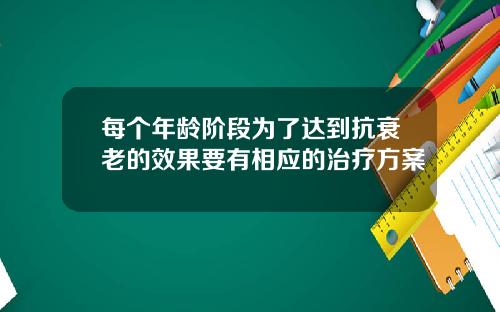 每个年龄阶段为了达到抗衰老的效果要有相应的治疗方案