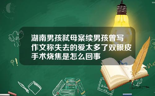 湖南男孩弑母案续男孩曾写作文称失去的爱太多了双眼皮手术烧焦是怎么回事