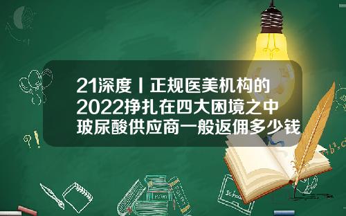 21深度丨正规医美机构的2022挣扎在四大困境之中玻尿酸供应商一般返佣多少钱一个月