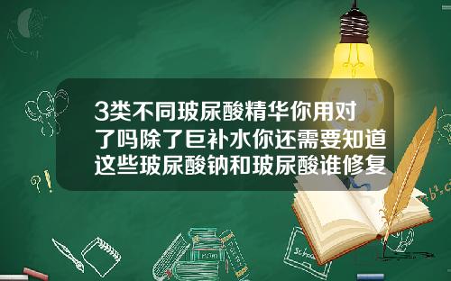 3类不同玻尿酸精华你用对了吗除了巨补水你还需要知道这些玻尿酸钠和玻尿酸谁修复强