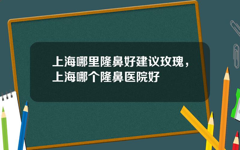 上海哪里隆鼻好建议玫瑰，上海哪个隆鼻医院好